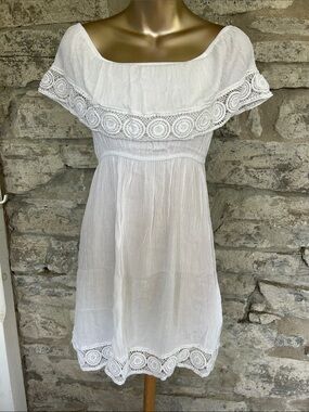 White Off-Shoulder Sundress/swim cover